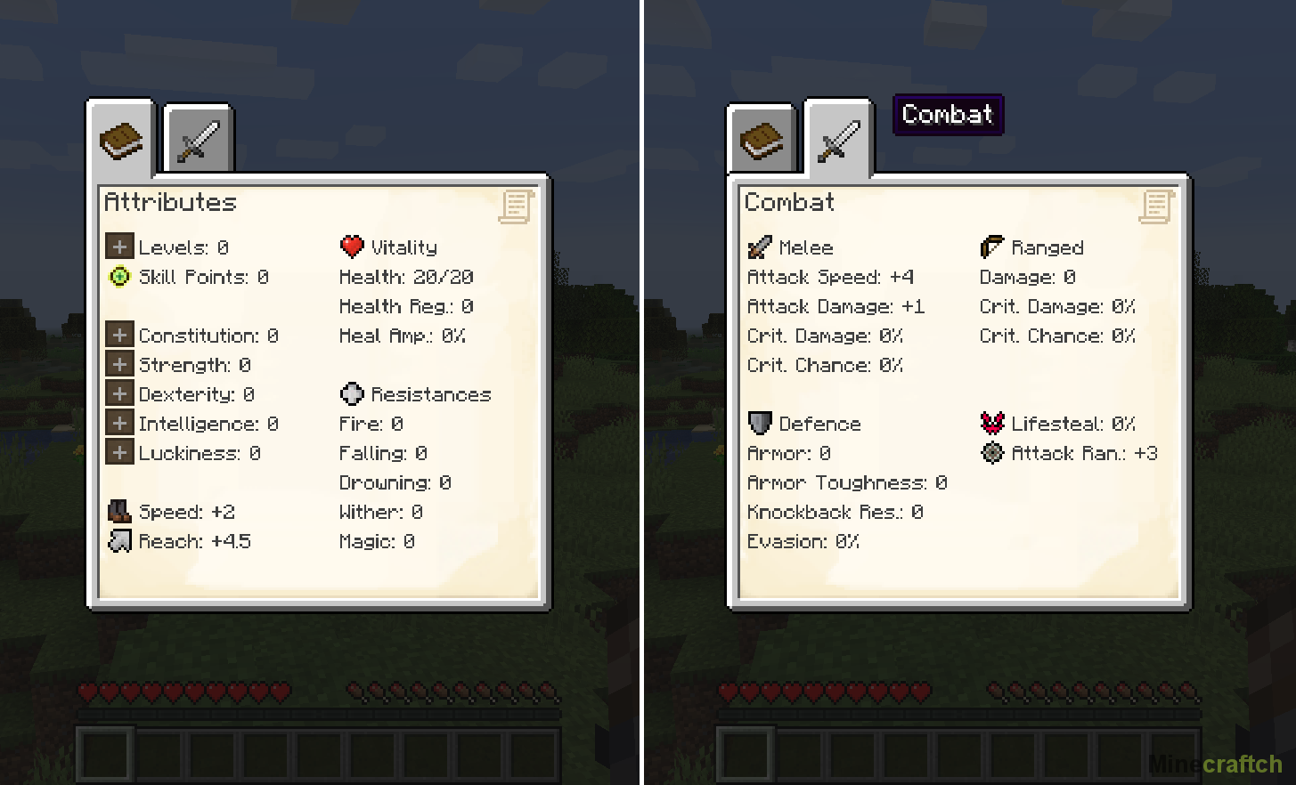 PlayerEx MOD para Minecraft 1.16.5 - Atributos RPG
