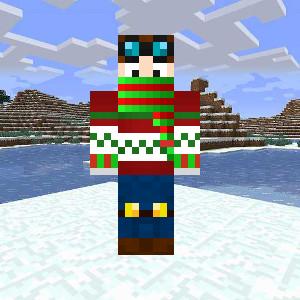 Новогодний скин парня в шарфе для Minecraft